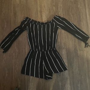 Black and White Stripped Romper